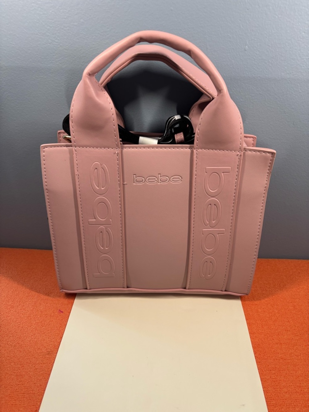 bebe Pink Embossed Logo Tote